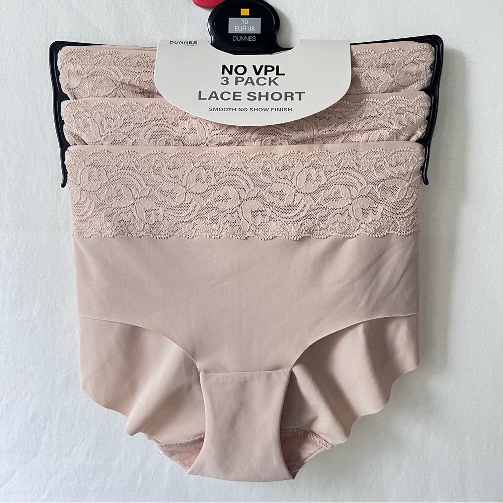 NWT 3-pack Nude Women’s Underwear, Dunne’s Store (IRE) Size EUR 38/US 10